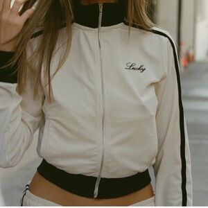 With Jean Women's White Bomber Jacket